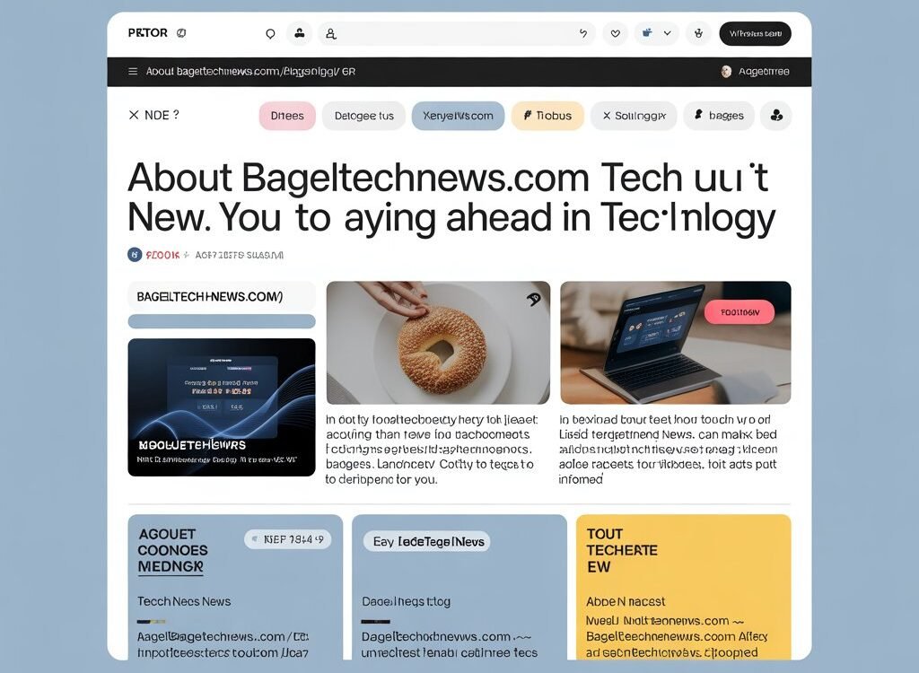 "Feature image showcasing BagelTechNews.com with gadgets and AI icons."