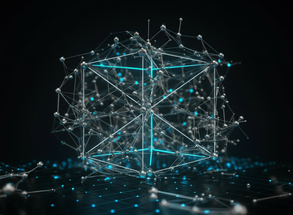 Futuristic digital framework concept representing CHAS6D with interconnected nodes and glowing lines.