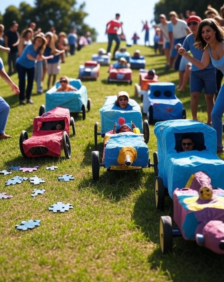 DIY drop cloth derby vehicles racing