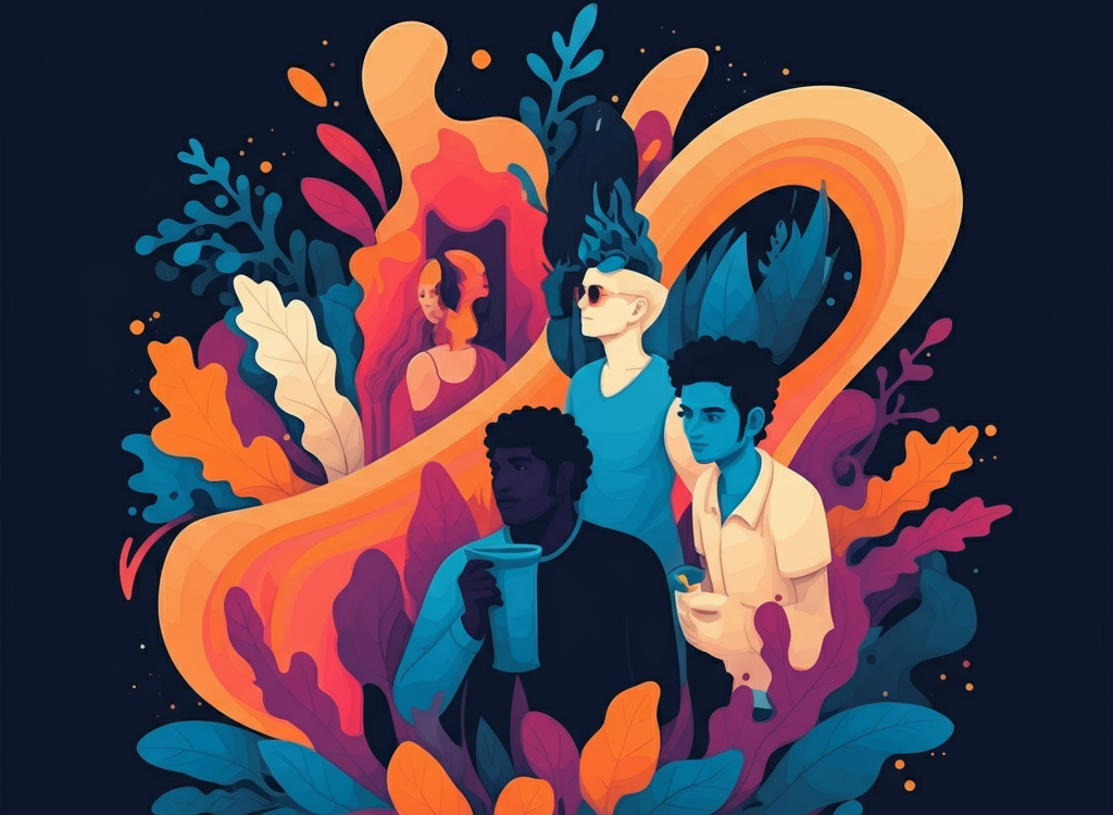 Artistic representation of human connection and creativity.