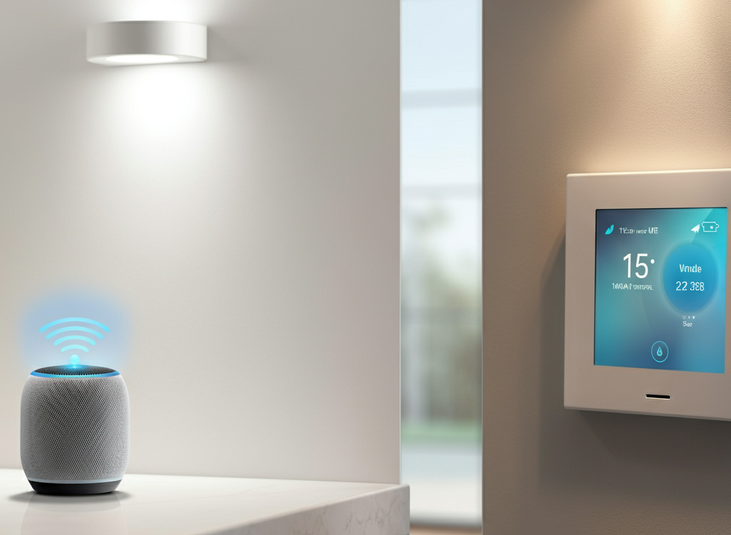 Modern smart home interior with advanced technology