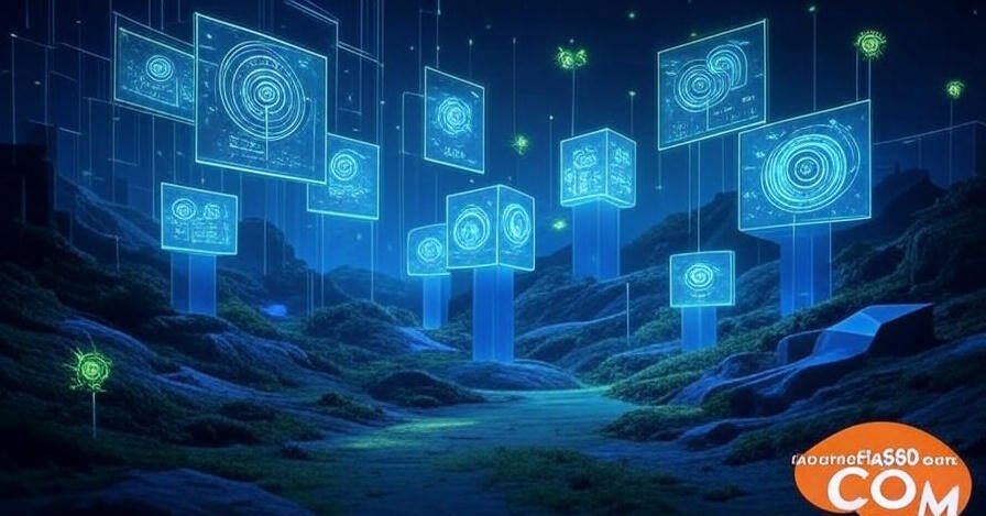 Futuristic izonemedia360.com tech trends including AI and quantum computing for 2025